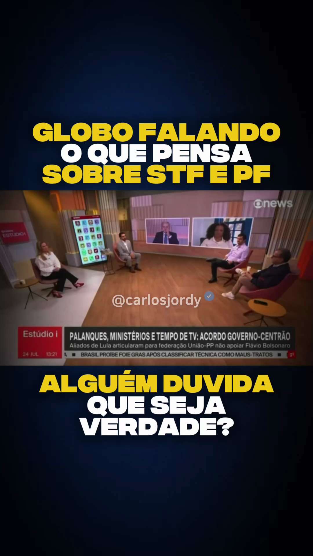 Carlos Jordy on GETTR: Jornalista da Globo fala verdades sobre STF e PF. ...